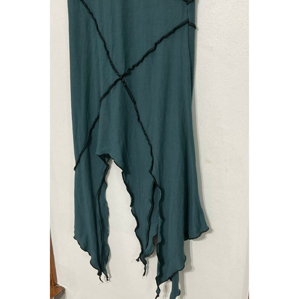 Abstractika Strapless Teal Midi Dress Skirt Asymmetrical Jagged Pixie Hem Small - Picture 6 of 8
